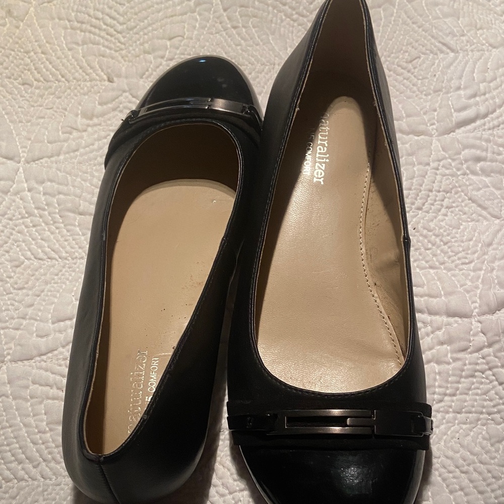 Naturalizer Black Patent Ballet Flats with Metal Trim